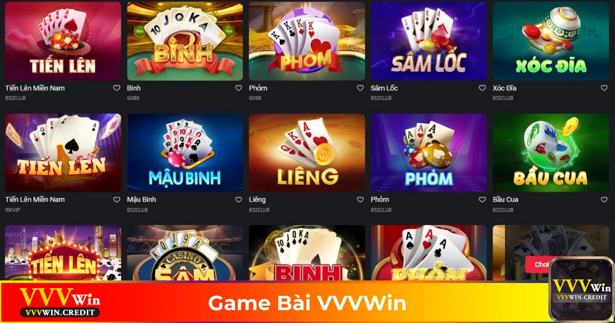 Game Bài VVVWin: Trải Nghiệm Đẳng Cấp Với Các Trò Hấp Dẫn 1 Các Tựa Game Bài Phổ Biến Tại VVVWin