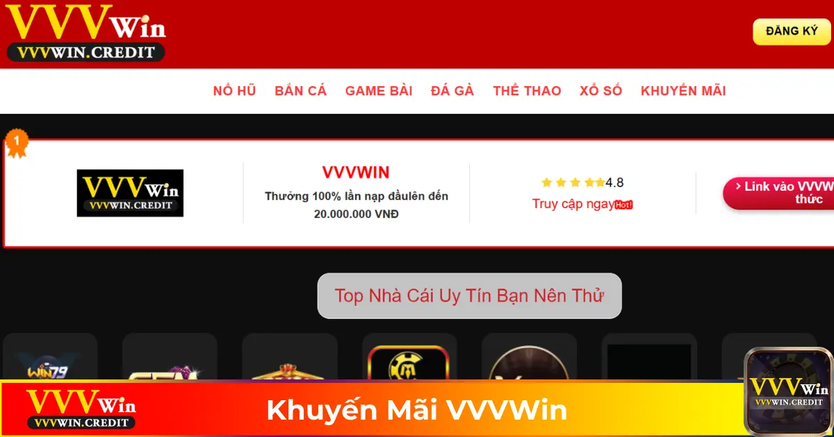 Khuyến Mãi VVVWin – Nhận Ngay Ưu Đãi Đặc Biệt Khi Đăng Ký 2 Chương trình hoàn tiền & thưởng nạp lần đầu cực hấp dẫn